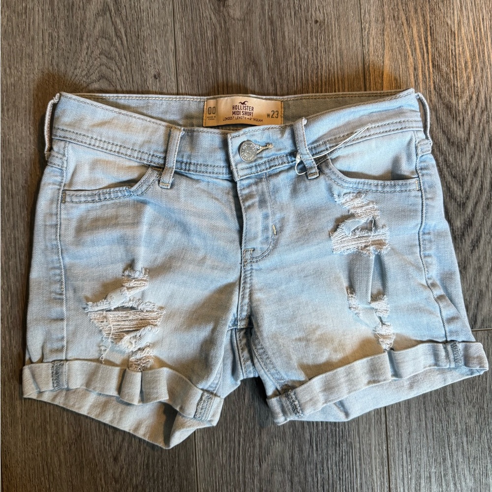 Hollister Blue Distressed Jean Shorts